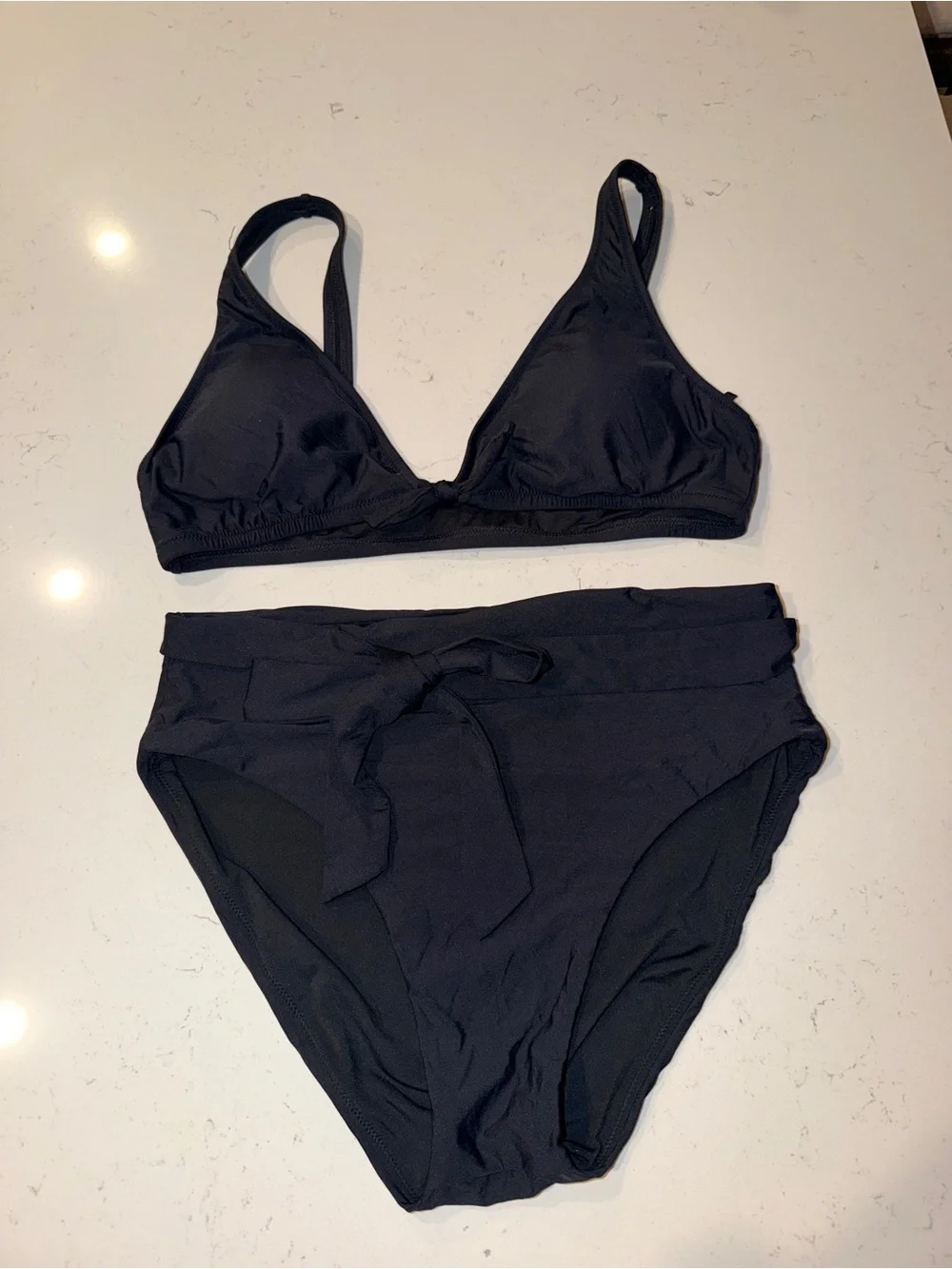 J.Crew Women’s Black Tie-Front Bikini Set - Classic Swim 2pc Set